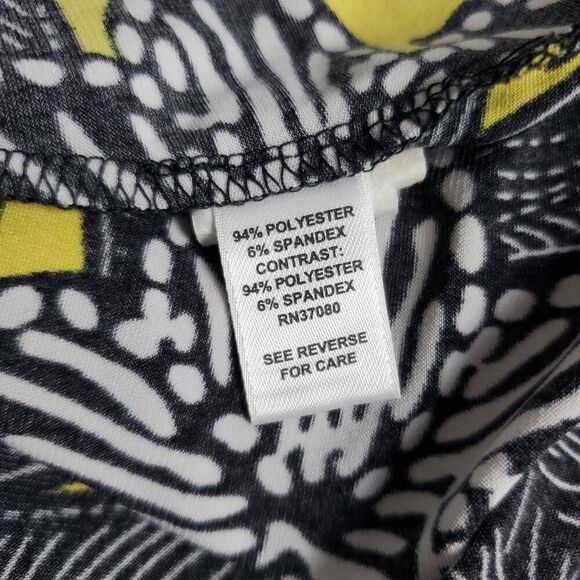 Cato Woman Plus Floral Sleeveless Top Yellow Black White 18/20W Keyhole Blouse - Picture 6 of 8